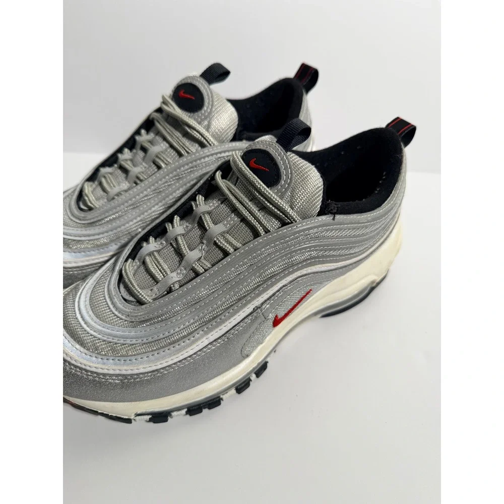 Nike Air Max 97 Silver Bullet Womens Size 7 Metallic Silver Red DQ9131-002 - Picture 2 of 7